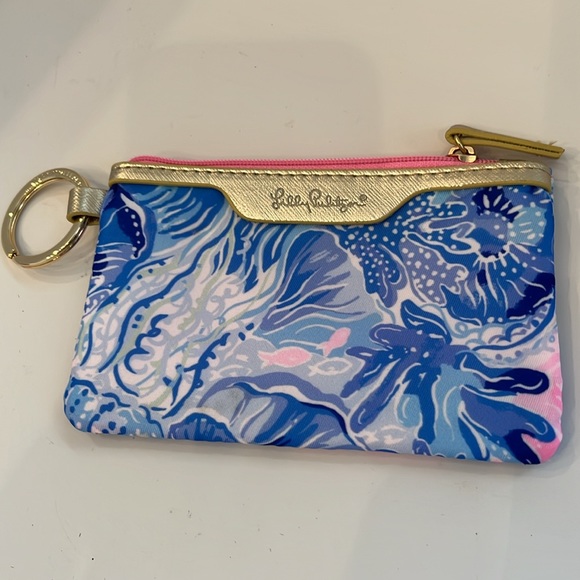 Lilly Pulitzer Zip Key ID and Card Case in Shade Seekers, scrunchie, koozie - Picture 4 of 8